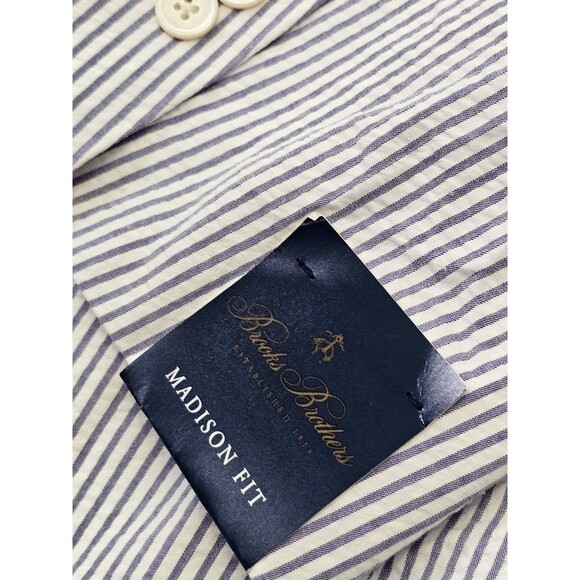 BROOKS BROTHERS Men's 48 Regular Madison Fit Stripe Seersucker Suit Coat Blazer - Picture 4 of 12